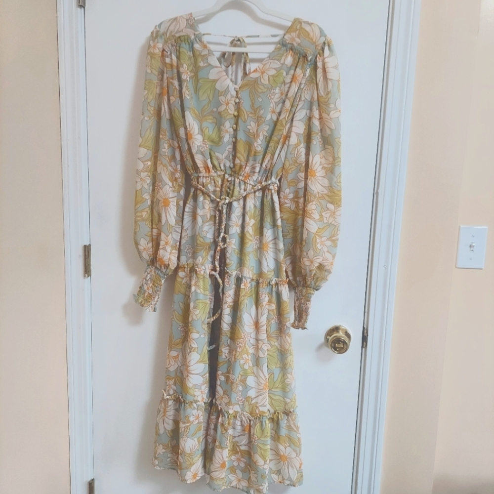 Rachel Parcell Chiffon Tiered Ruffled Midi Sundress